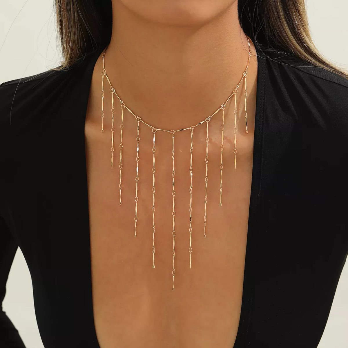 18K Gold-Plated Tassel Waterfall Necklace - Lilixa.store