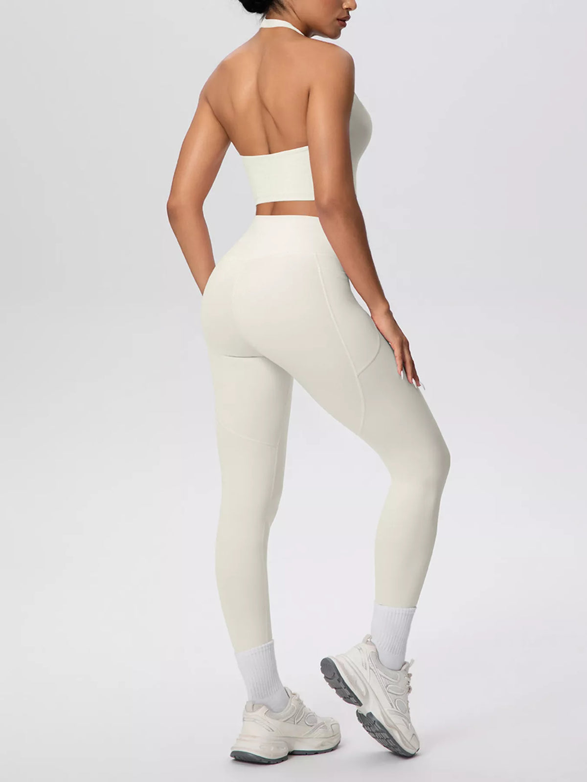 Halter Neck Crop Top and High-Waisted Leggings Active Set, view 16
