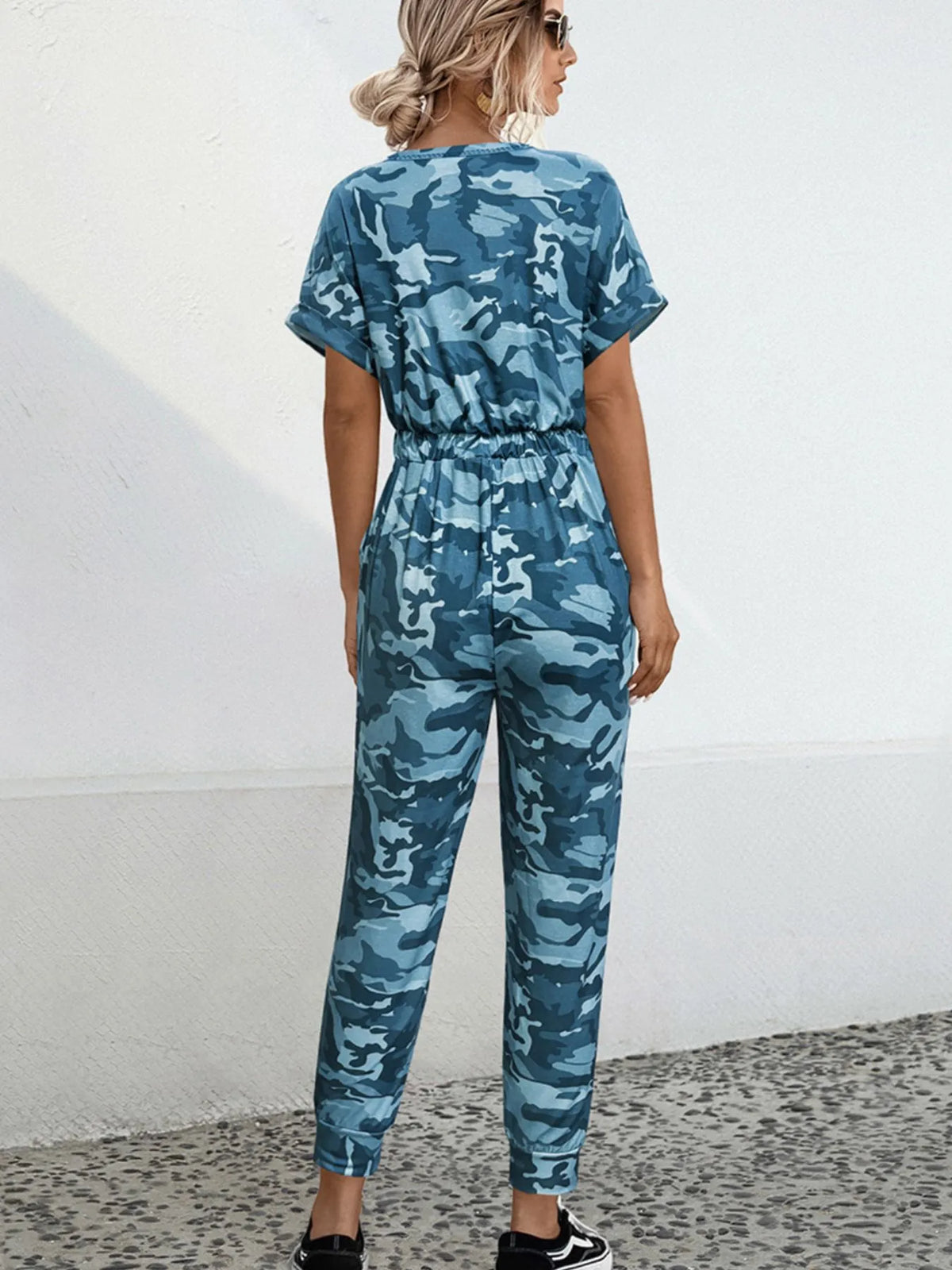 Drawstring Waist Short Sleeve Jumpsuit - Lilixa.store