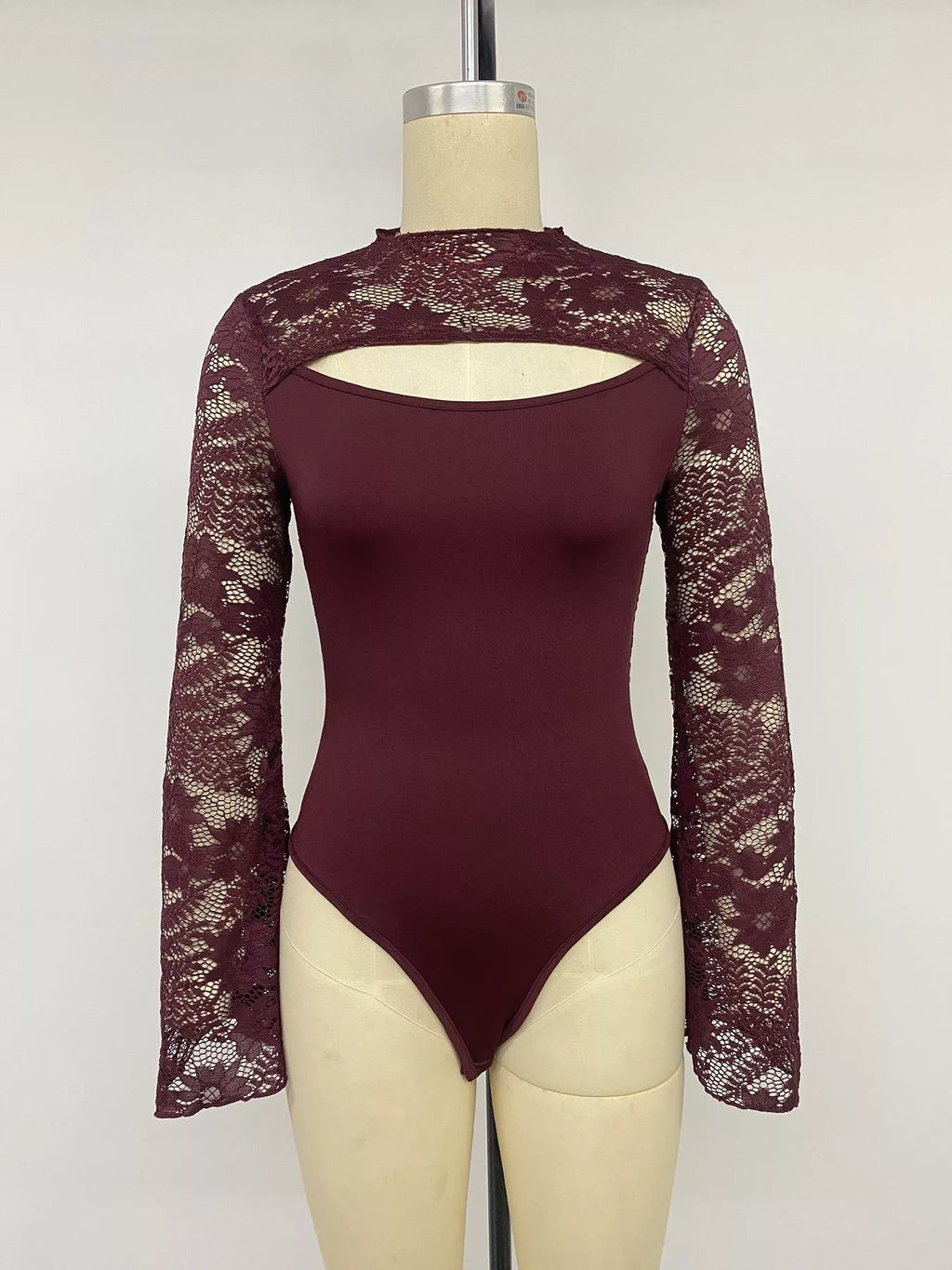 Lace Cut-out Flare Sleeve Bodysuit - Lilixa.store