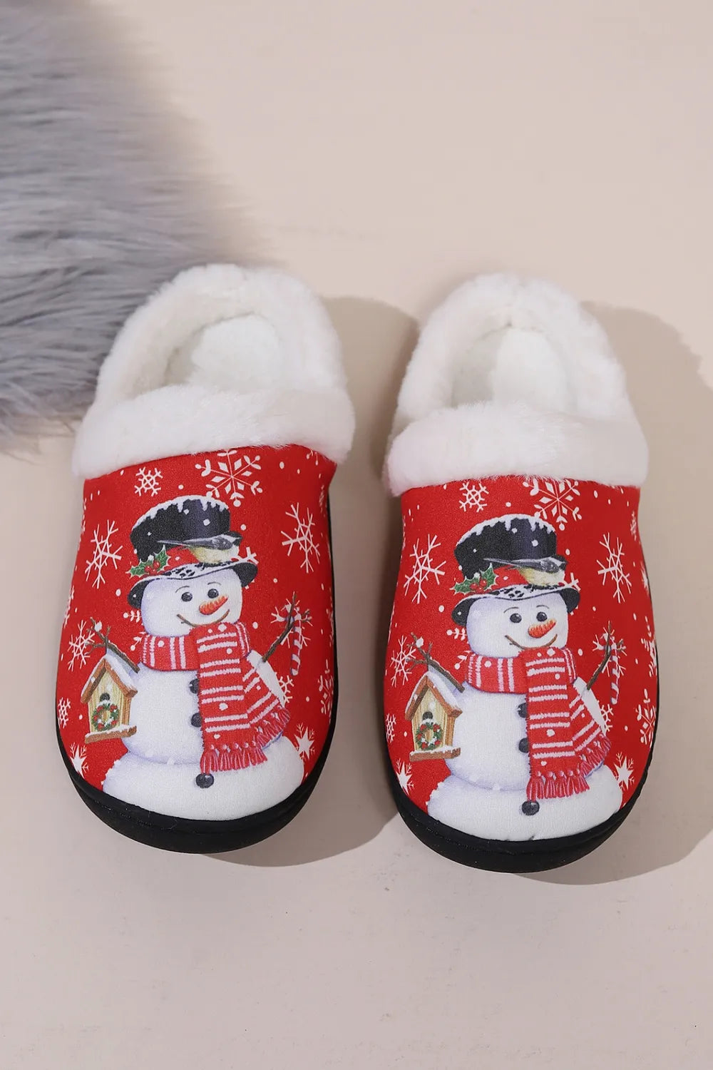 Snowman Round Toe Faux Fur Slippers - Lilixa.store