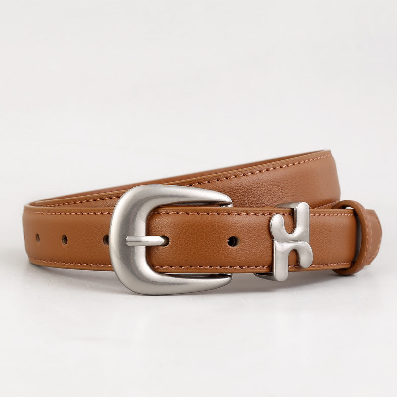 Leather Belt with Stylish H-Shaped Buckle - Lilixa.store