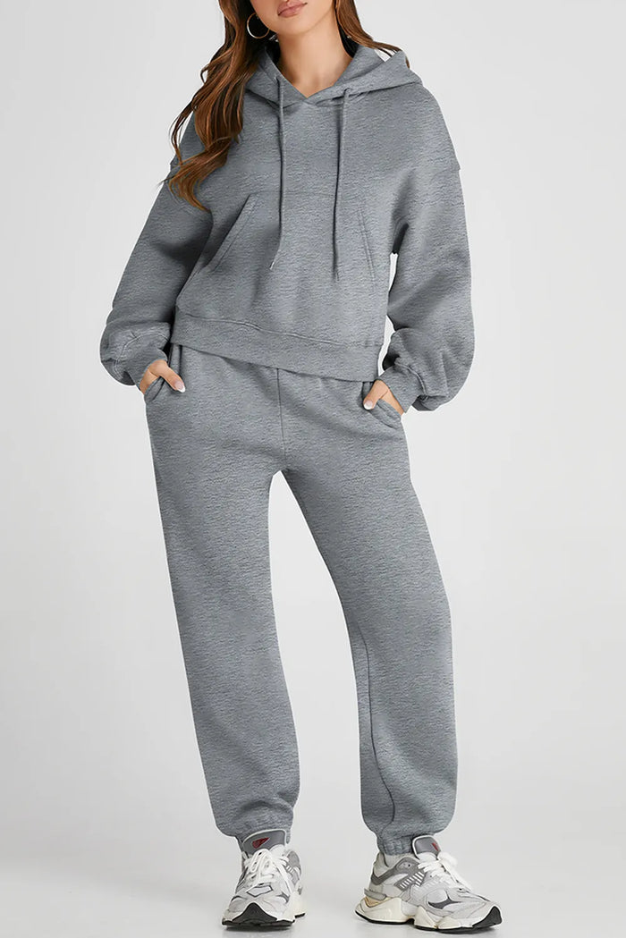Dropped Shoulder Hooded Top and Pants Active Set - Lilixa.store