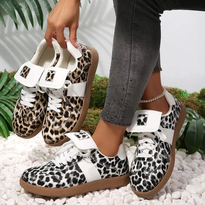 Leopard Lace Up Sneakers - Lilixa.store