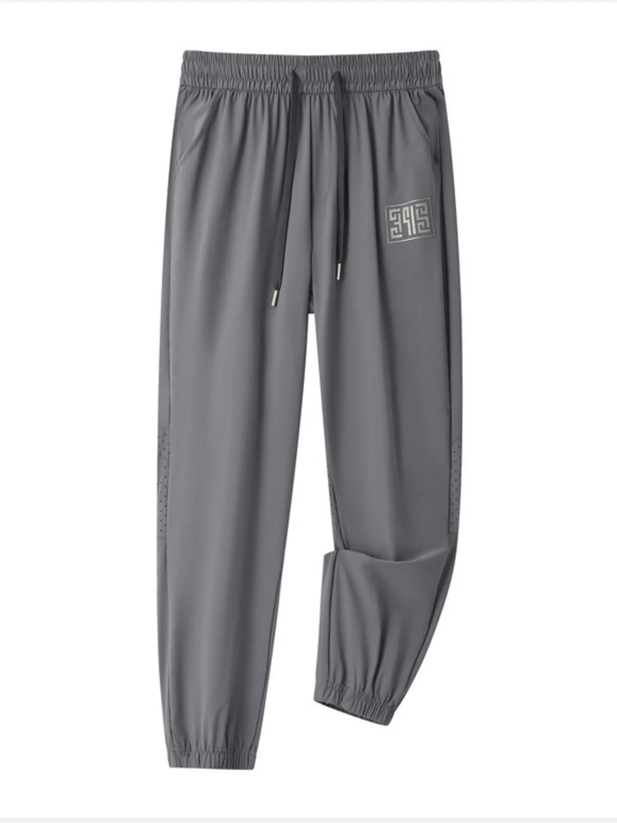 Men's Plus Size Casual Drawstring Pants in Grey