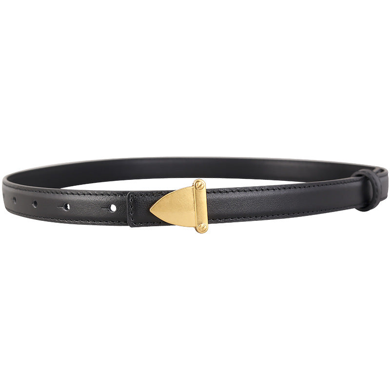 Leather Belt with Golden Buckle, view 3