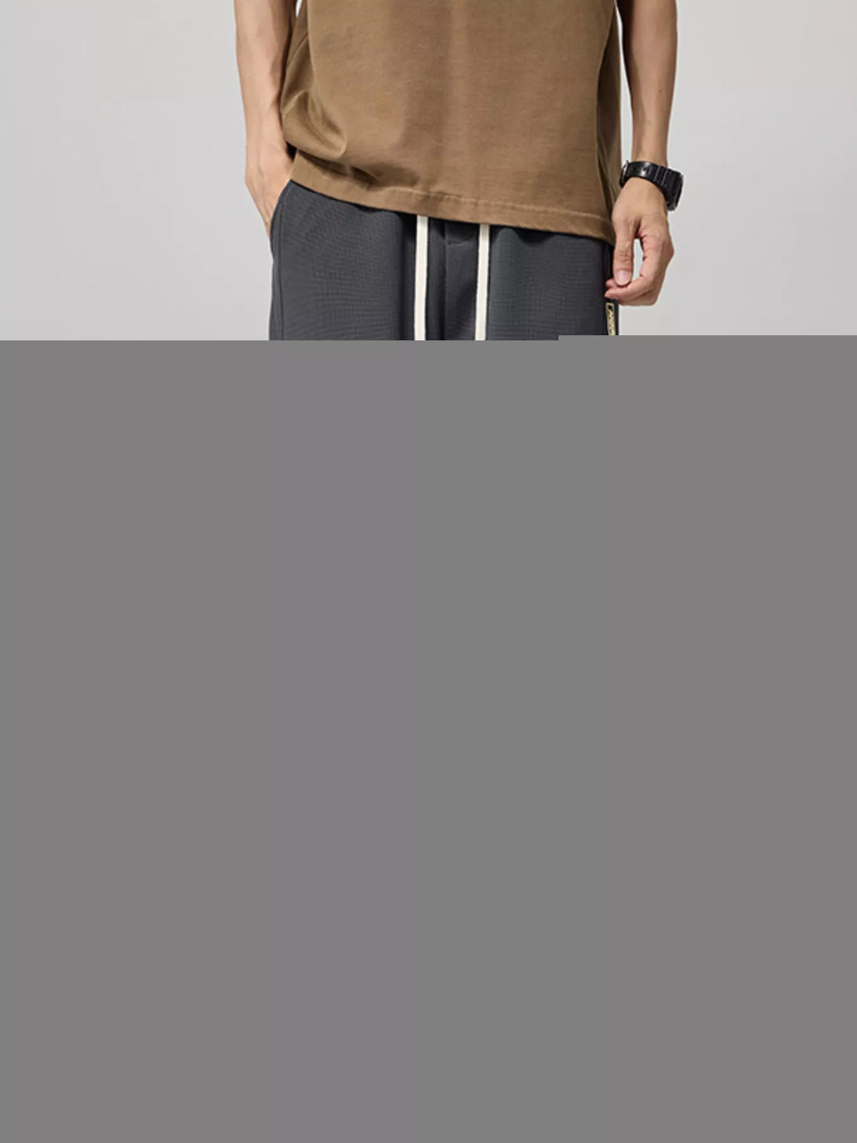 Men's Plus Size Loose Fit Drawstring Pants in Gray