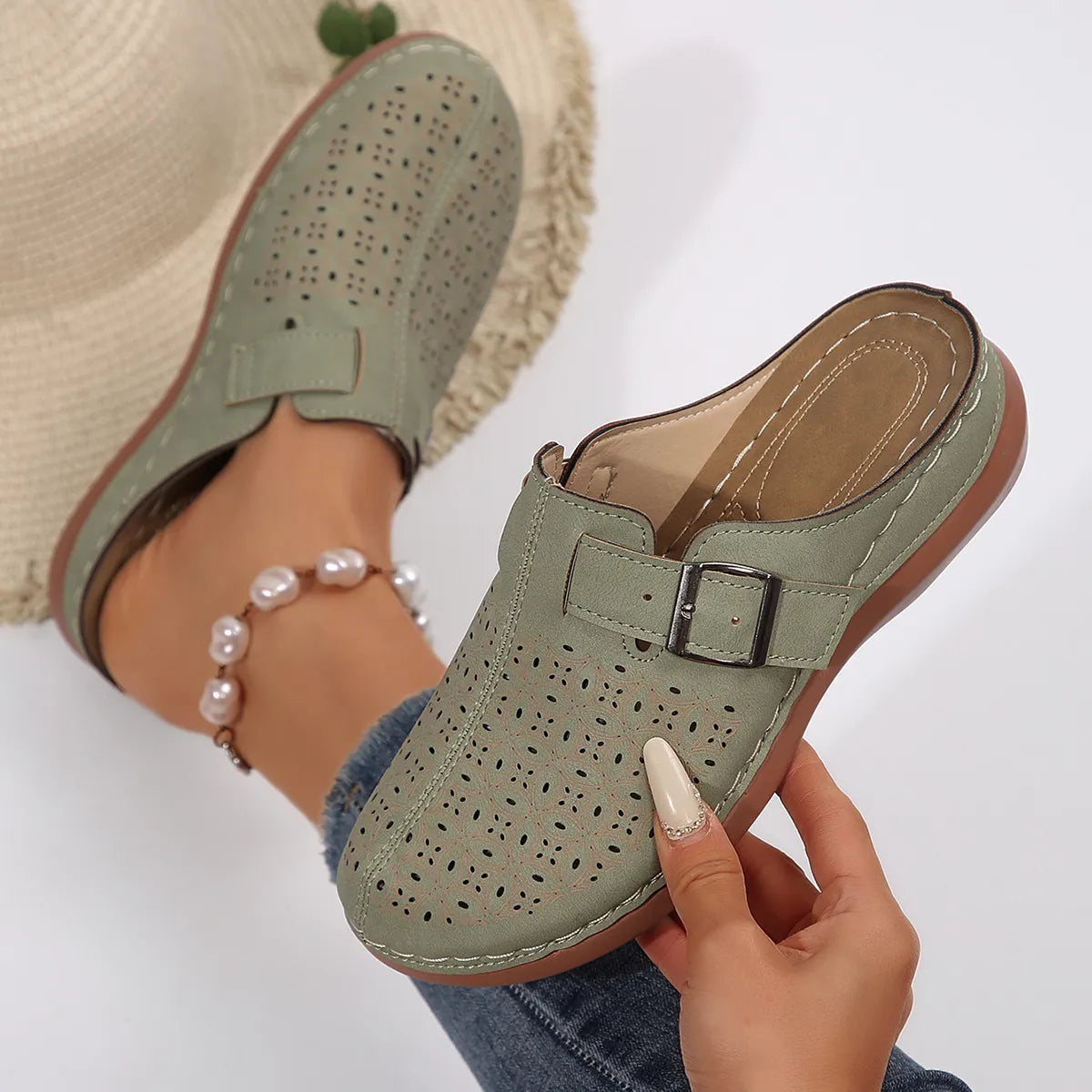 Round Toe Platform Loafer in Sage