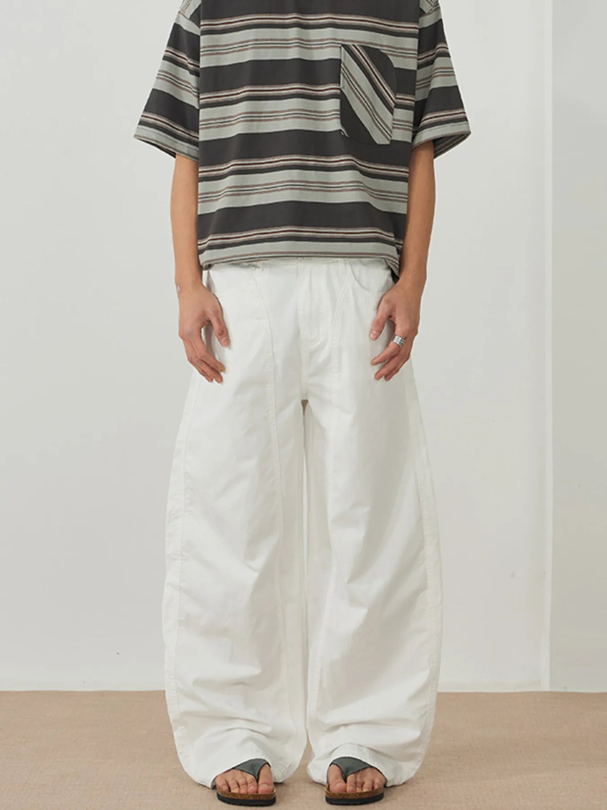 Men's Wide Leg Casual Pants in White, view 2
