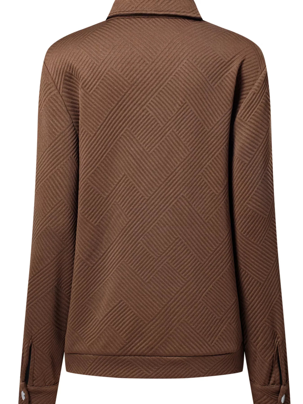 Solid Color Zip Up Button Flap Pocket Jackets in Brown, view 4