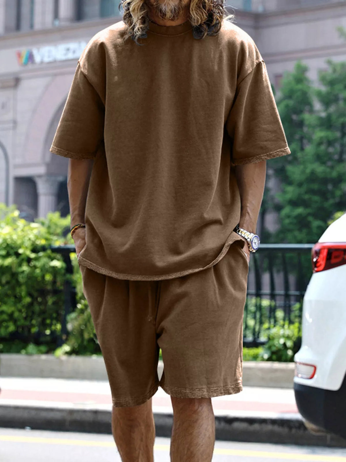 Men's Full Size Relaxed Fit T-Shirt & Shorts Set Plus Size - Lilixa.store