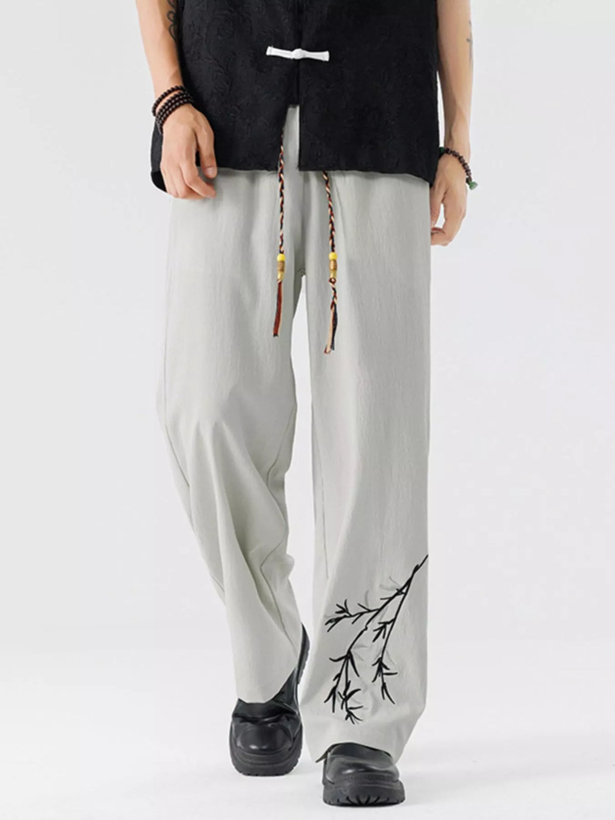 Men's Full Size Wide Leg Pants Plus Size in Light Gray