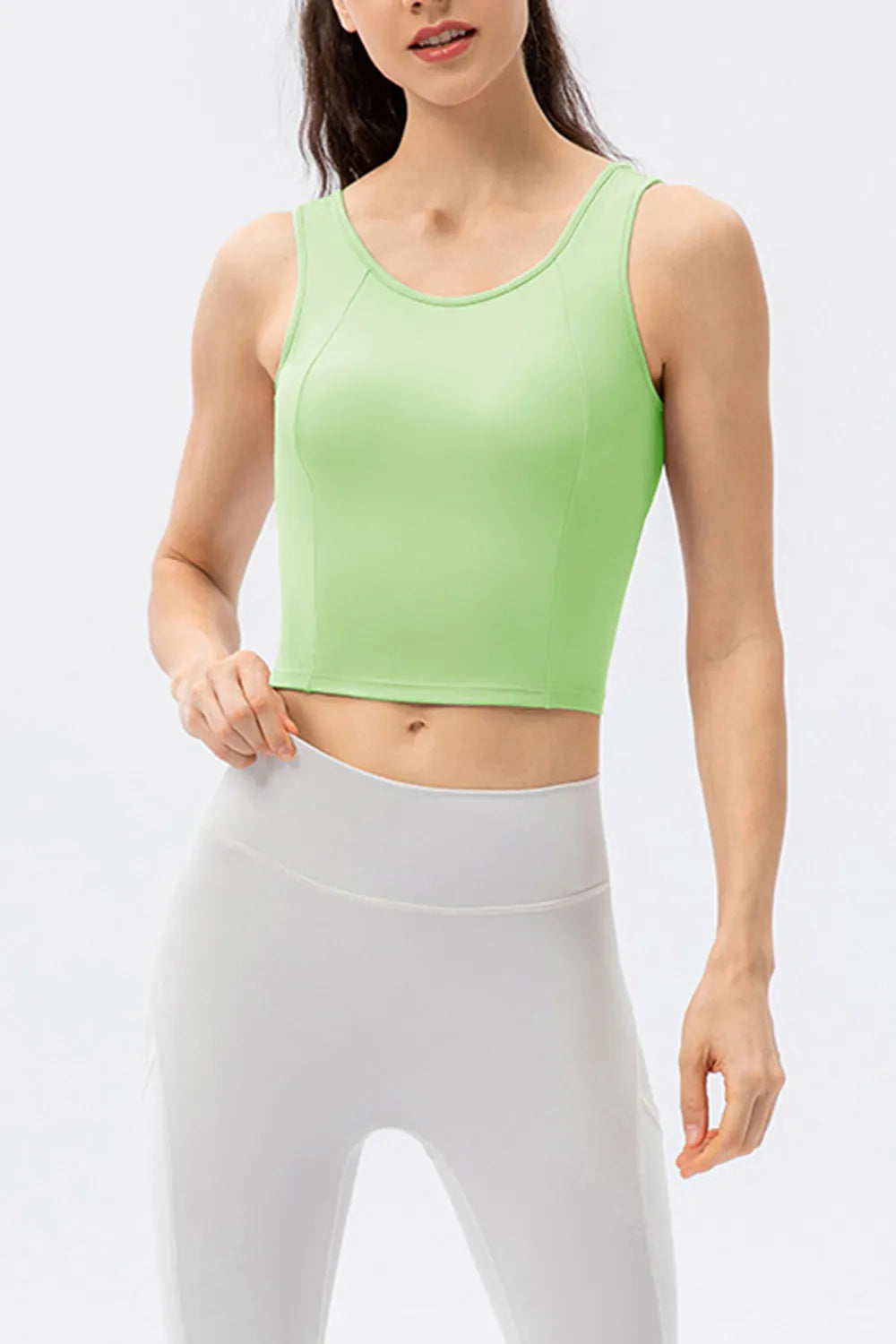 Round Neck Wide Strap Active Tank - Lilixa.store