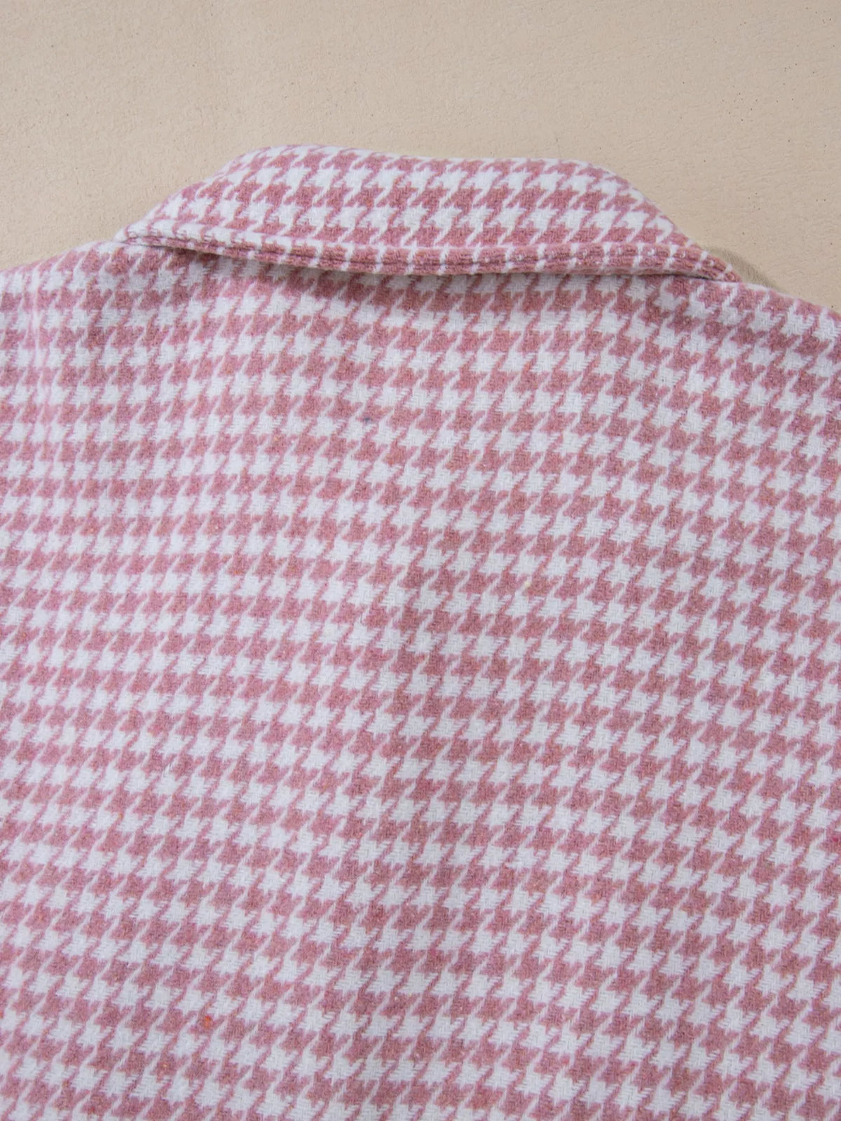 Button Down Houndstooth Color Block Shacket, view 14