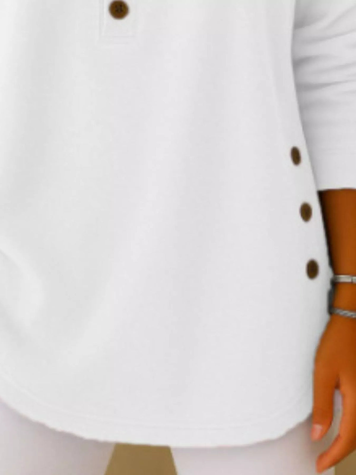 Full Size Button Detail Corduroy Top Plus Size
