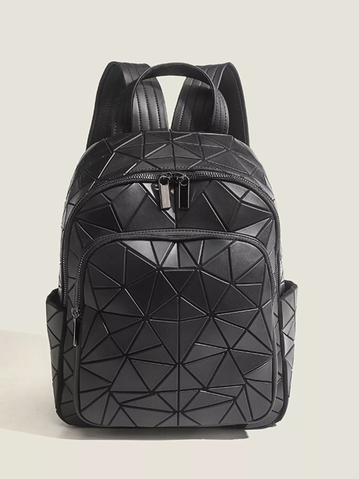 Geometric Lattice Pattern Fashion Backpack Bag in Black
