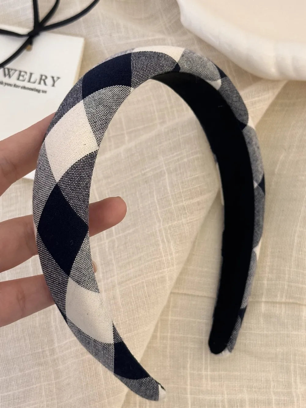 Polyester Plaid Wide Headband - Lilixa.store