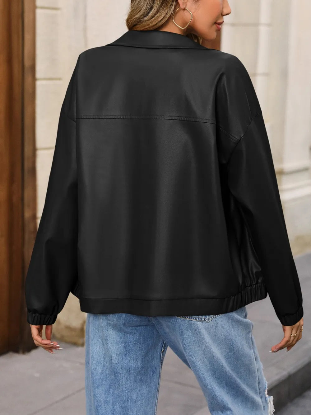 Ivy Lane Zip Up Dropped Shoulder Jacket, view 4