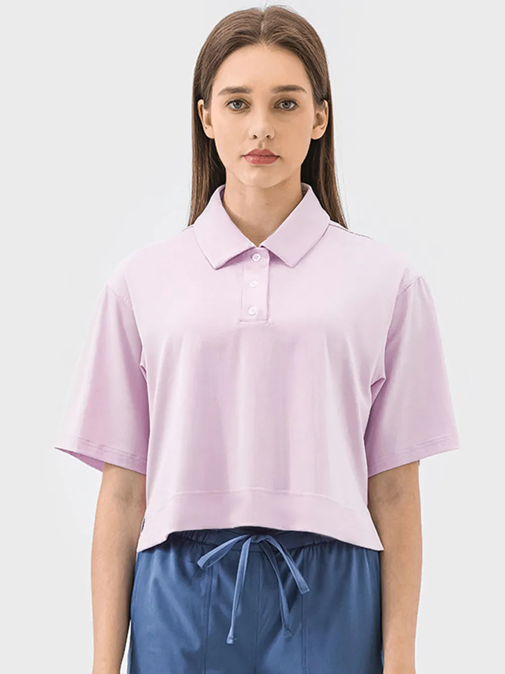 Millennia Half Button Short Sleeve Active T-Shirt - Lilixa.store