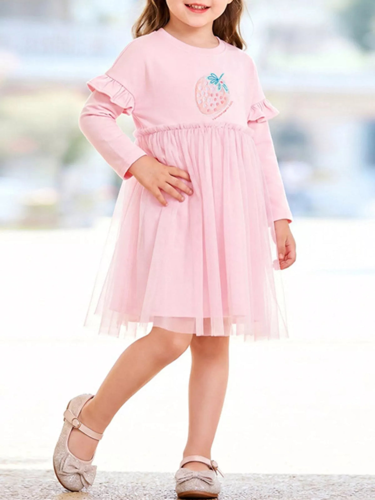 Children's Strawberry Graphic Tulle Dress - Lilixa.store