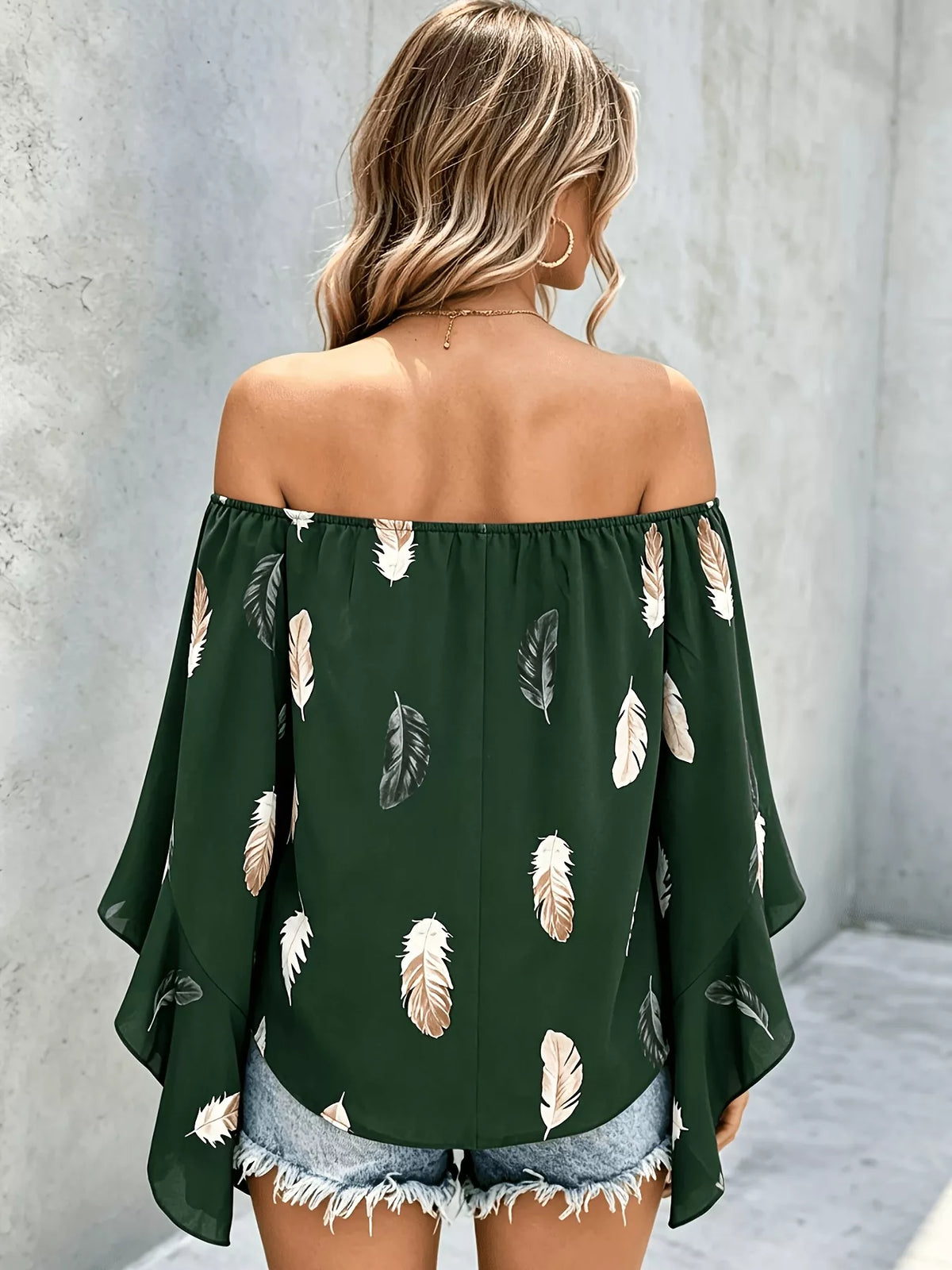 Printed Off Shoulder Blouse, view 9
