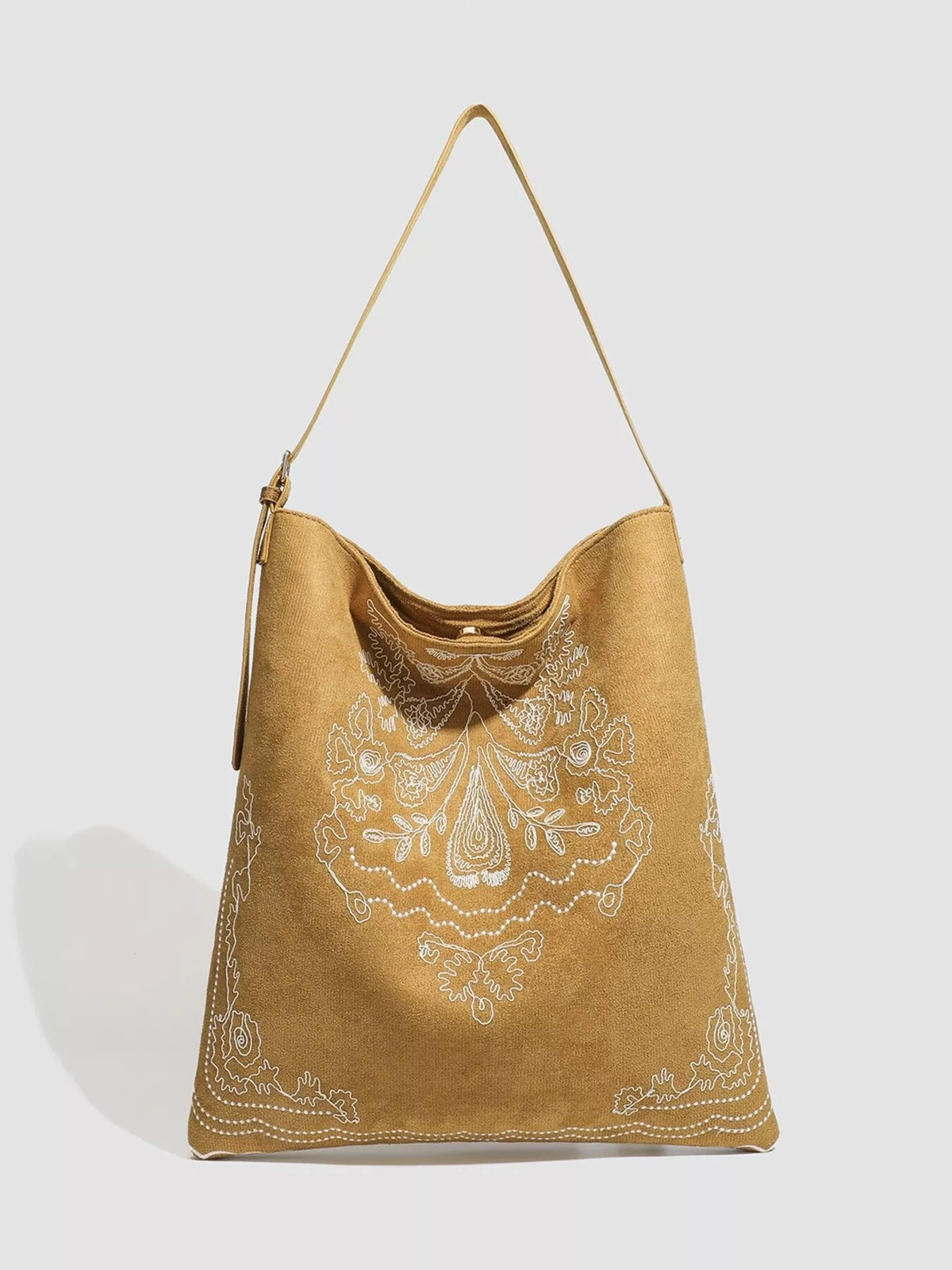 Embroidered Suede Handbag