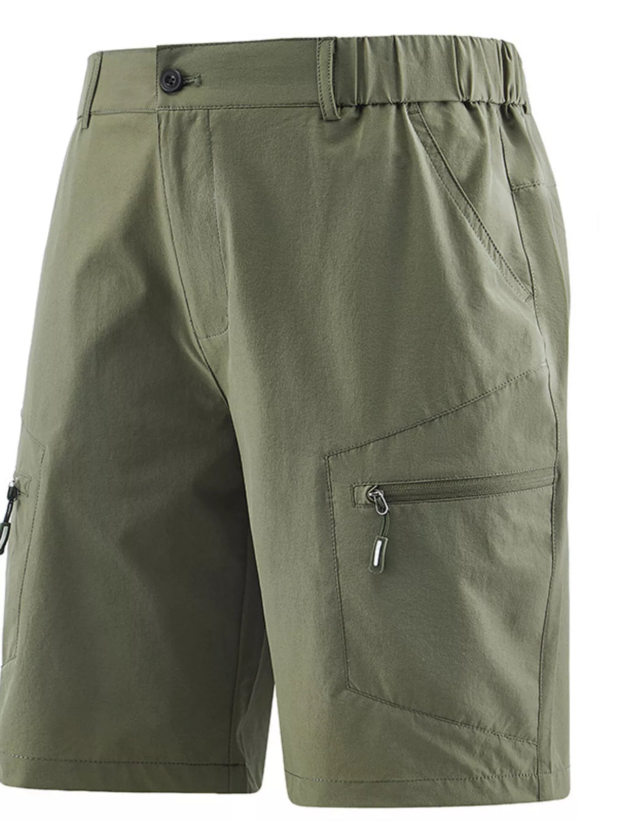 Men's Plus Size Zipper Pocket Outdoor Shorts in Army Green
