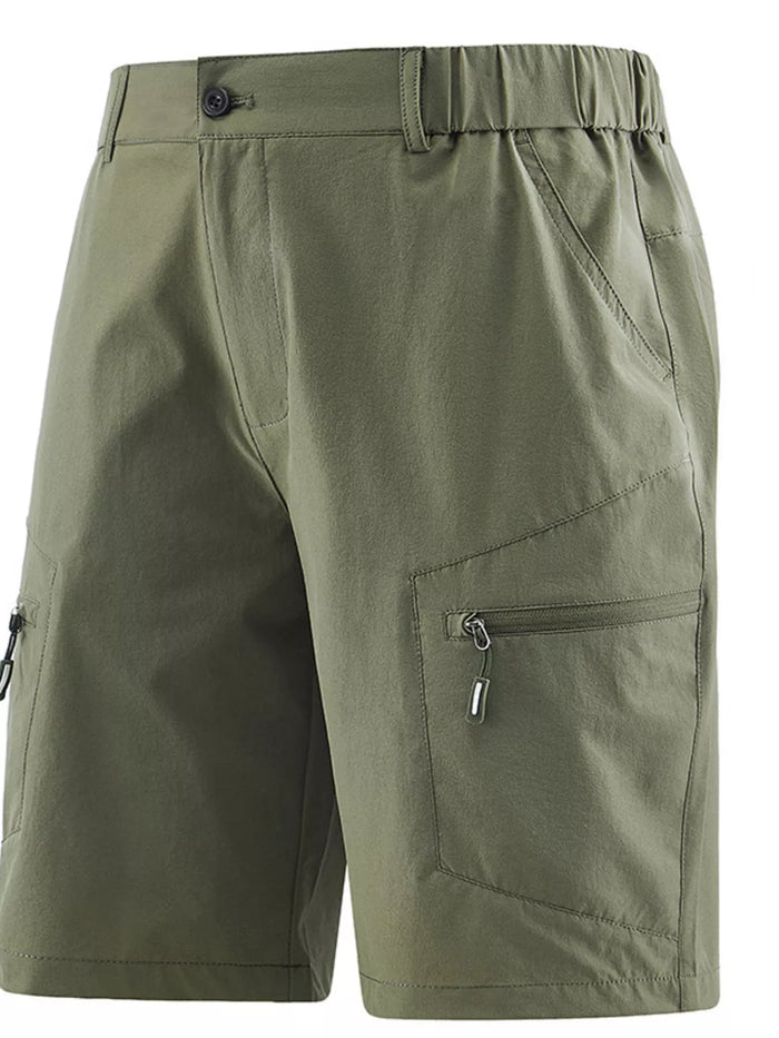 Men's Plus Size Zipper Pocket Outdoor Shorts in Army Green