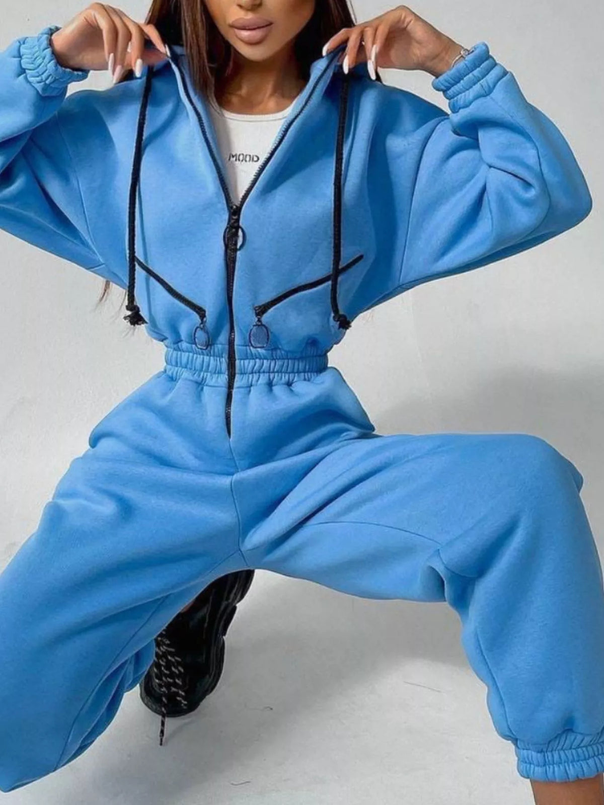 Hooded Zip-Up Long Sleeve Jumpsuit - Lilixa.store