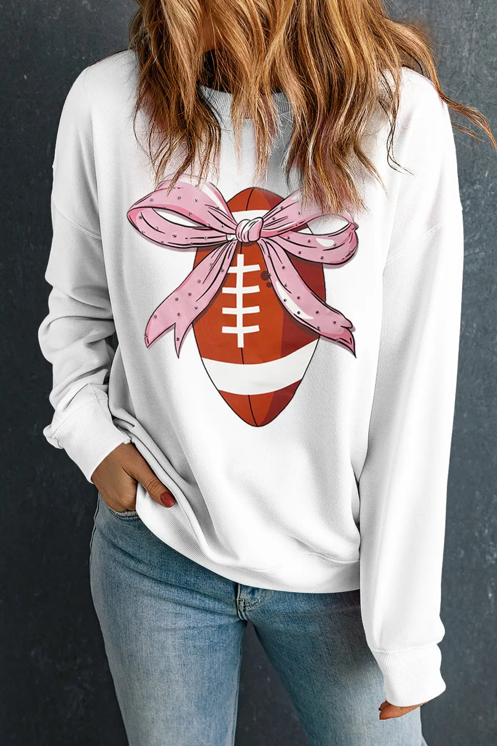 Football Round Neck Long Sleeve Sweatshirt - Lilixa.store