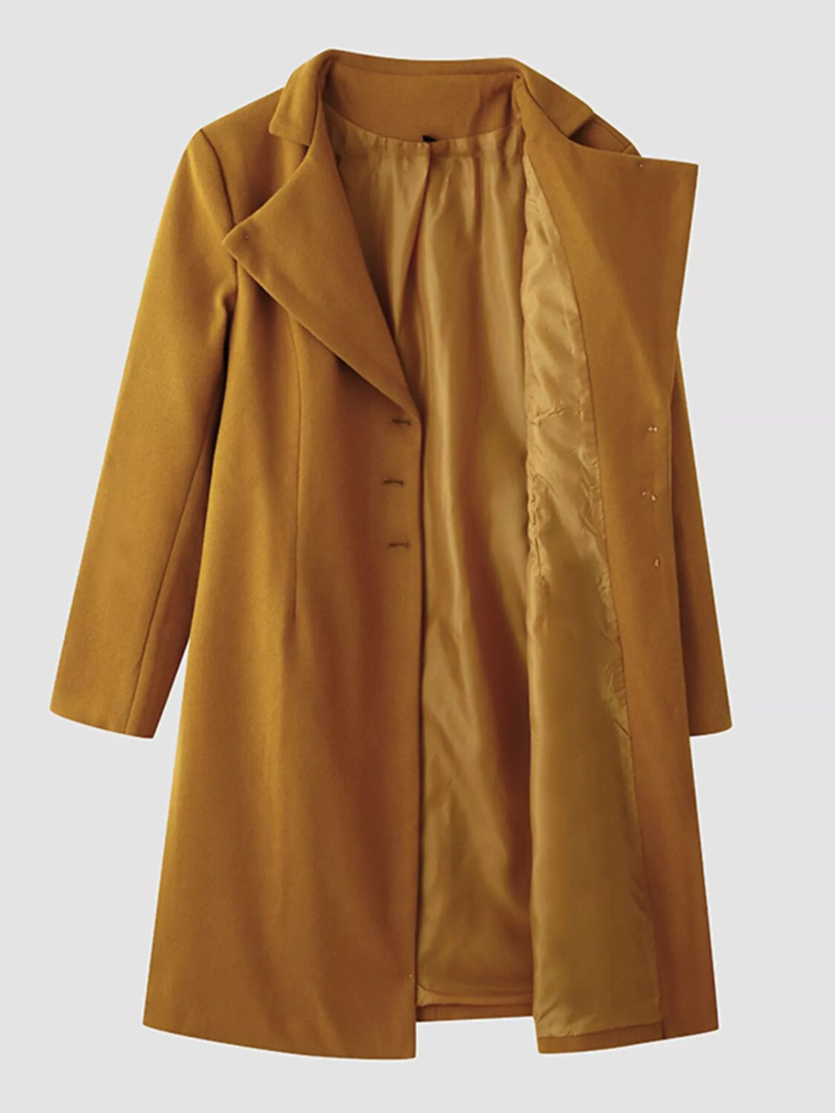 Full Size Single-Breasted Long Sleeve Overcoat Plus Size, view 4