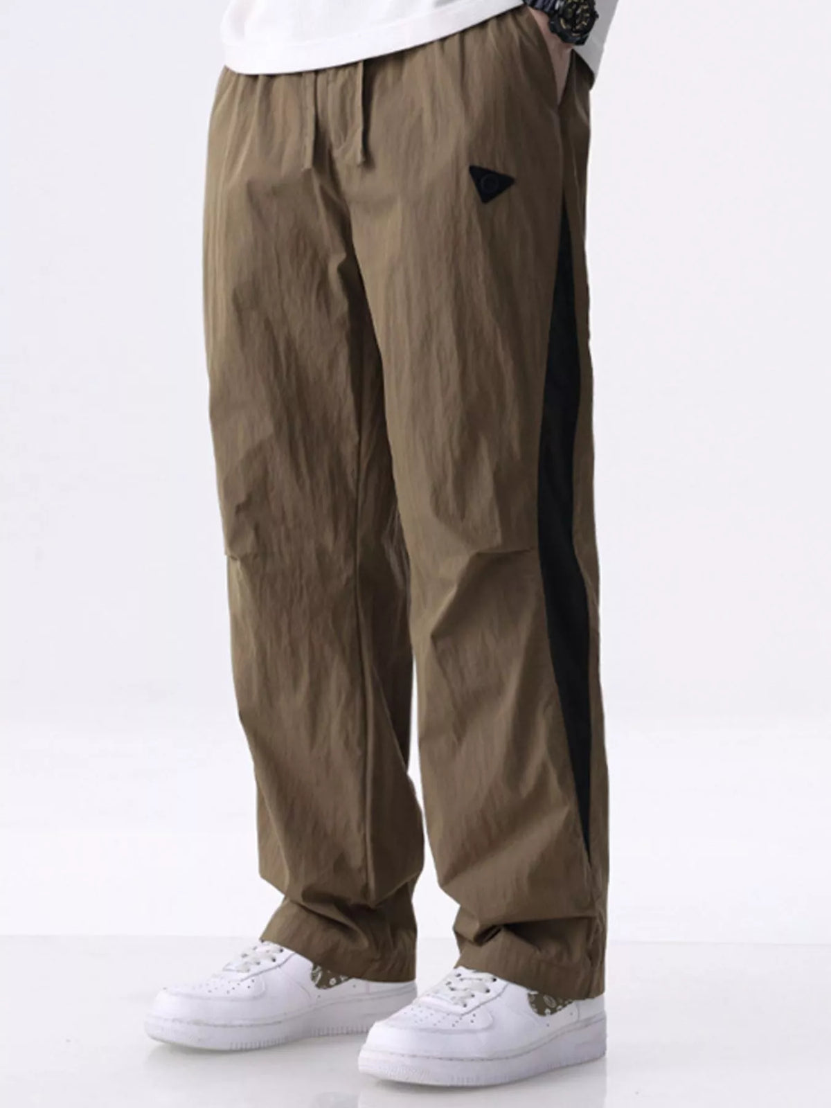 Men's Plus Size Wide Leg Pants in Coffee Color