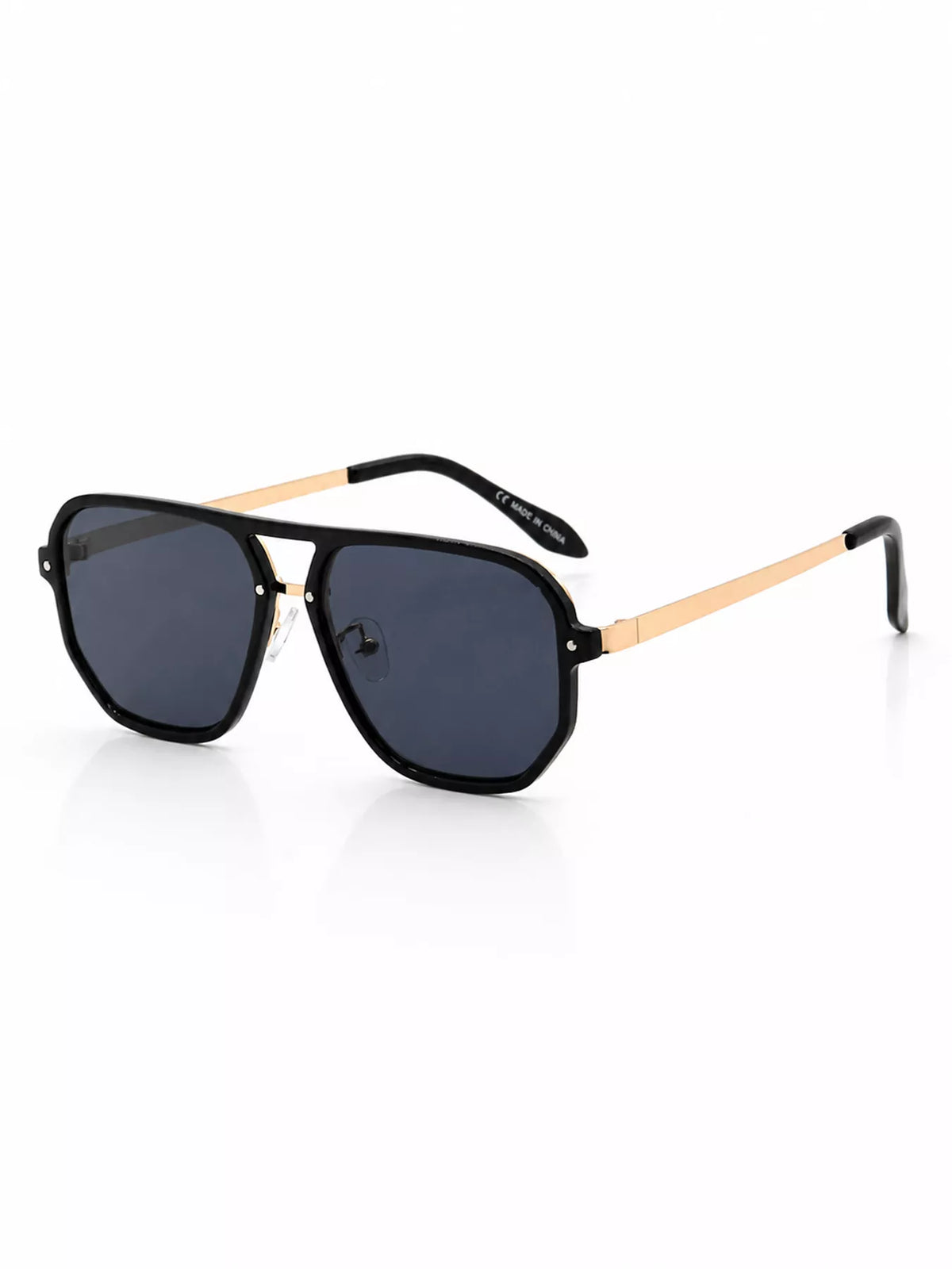 Aviator Sunglasses with Black Lenses and Gold Accents - Lilixa.store