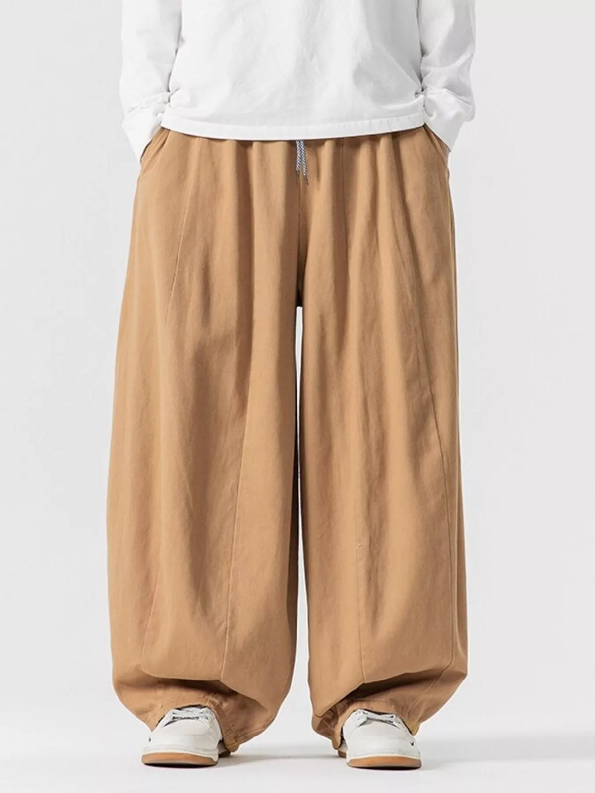 Men's Plus Size Loose Fit Drawstring Waist Casual Pants in Sherbet