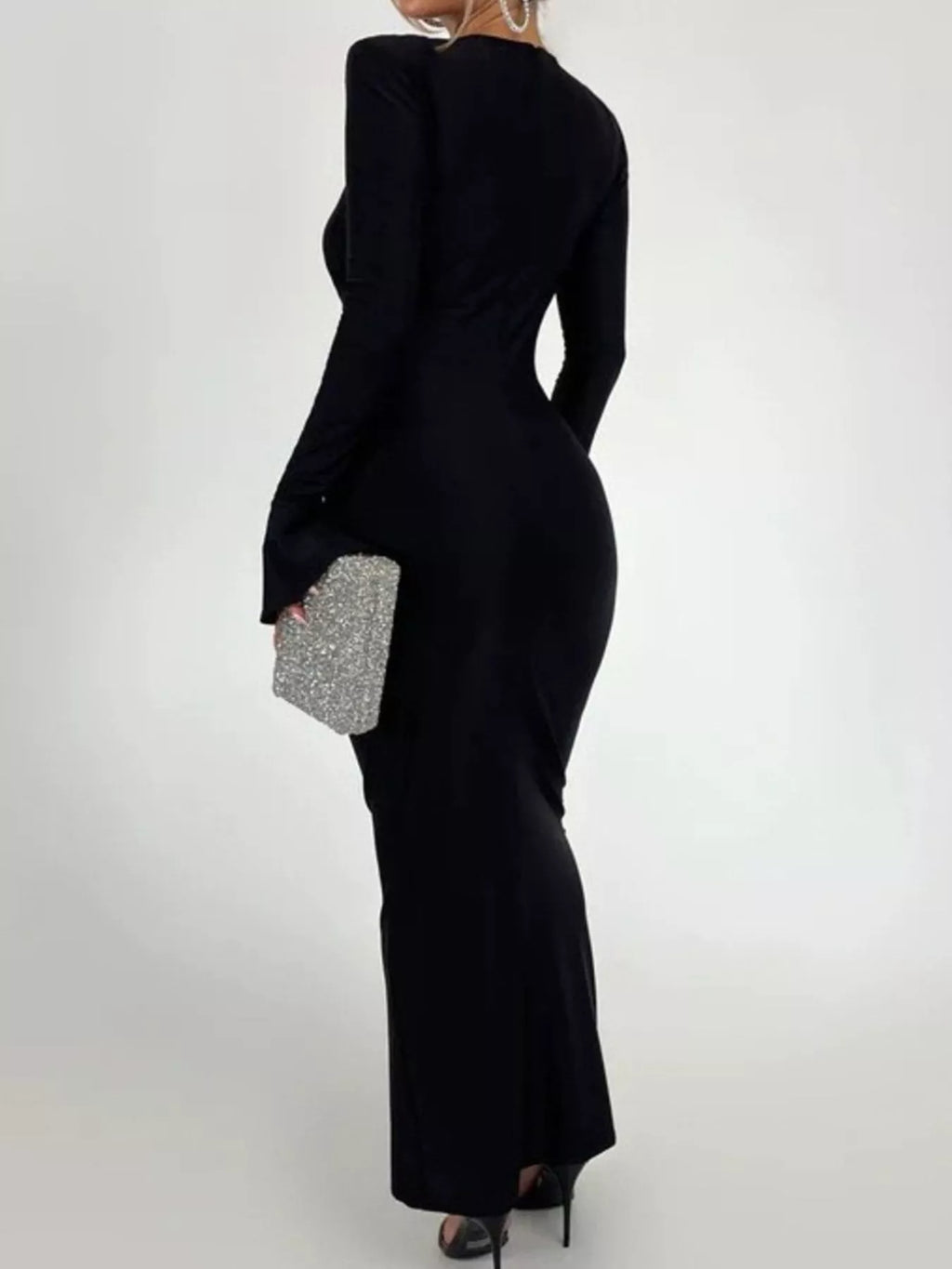 Ruched Long Sleeve Bodycon Maxi Dress - Lilixa.store