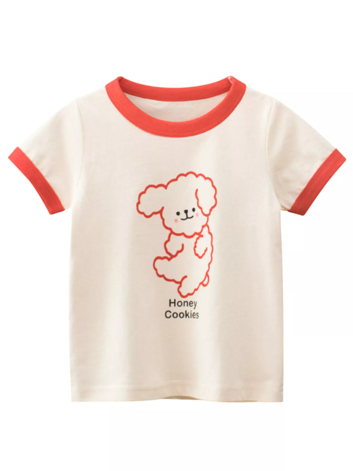 Children's Dog Graphic T-Shirt with Contrast Trim - Lilixa.store