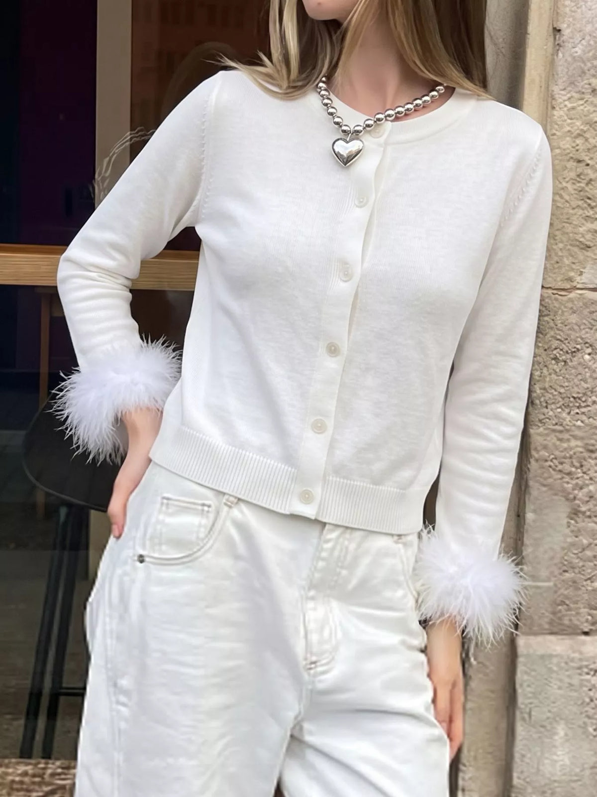 Fuzzy Cuffs Button Up Cardigan - Lilixa.store