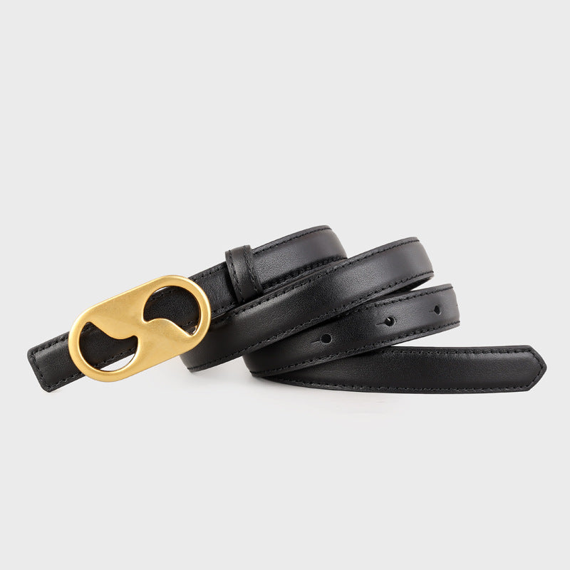 Leather Belt with Golden Buckle - Lilixa.store