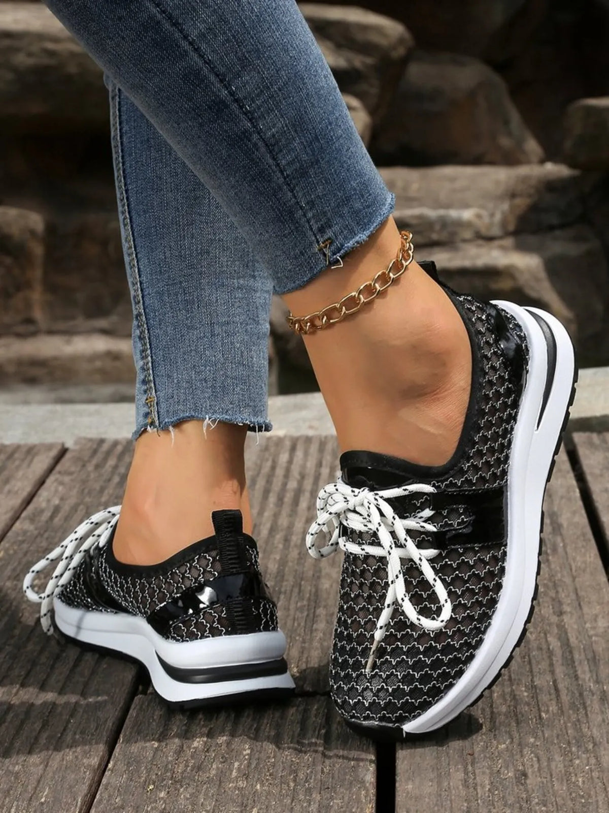 Breathable Mesh Lace-Up Athletic - Lilixa.store
