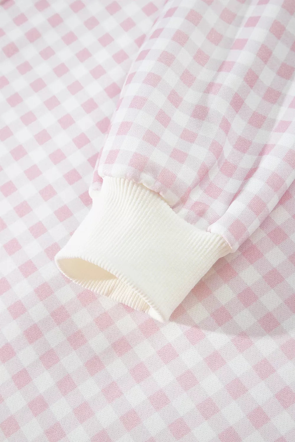 Gingham Long Sleeve Sweatshirt and Shorts Set - Lilixa.store