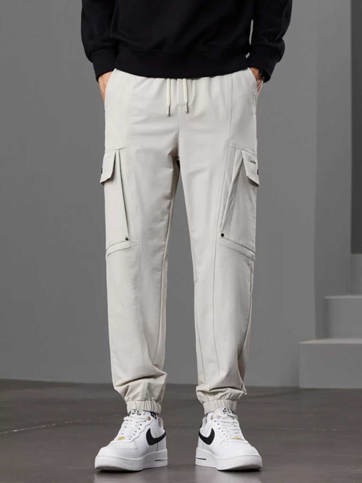 Men's Casual Cargo Pants with Drawstring Waist - Lilixa.store