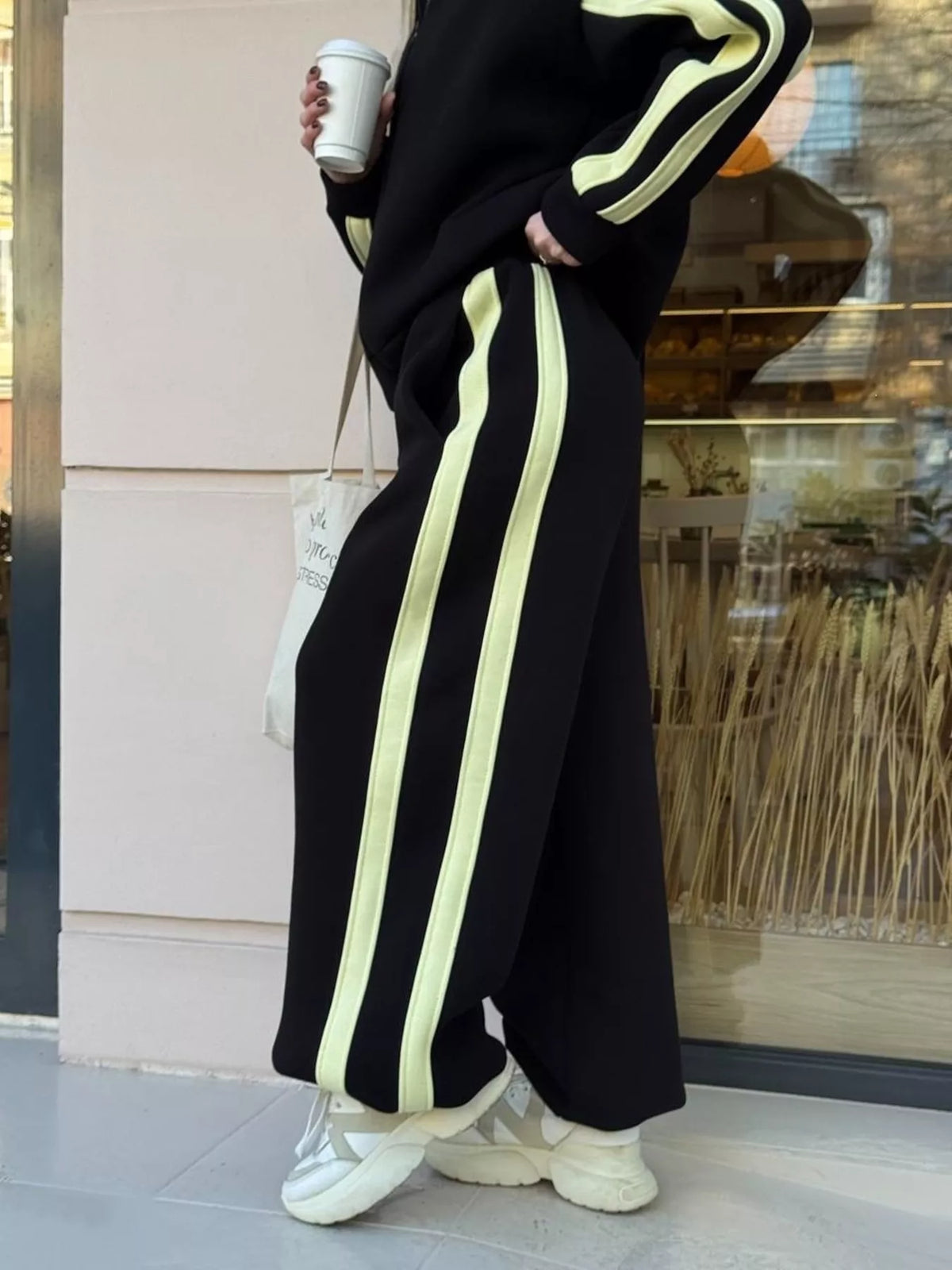 Contrast Striped Zip Up Top and Pants Set - Lilixa.store