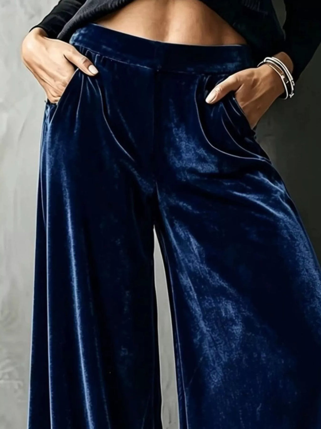 Full Size High-Waisted Wide-Leg Velvet Pants Plus Size - Lilixa.store