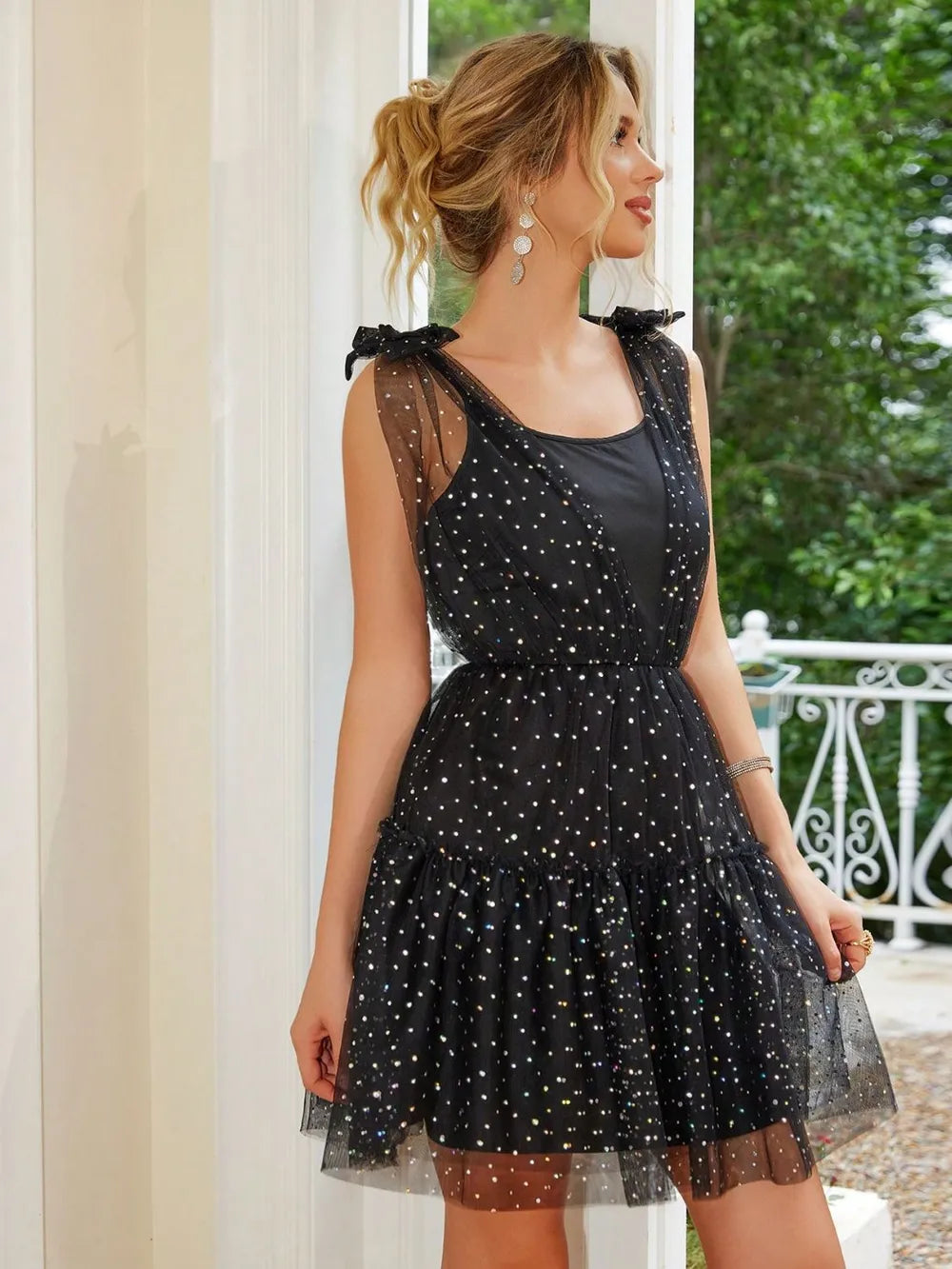 Tied Scoop Neck Mini Cami Dress - Lilixa.store