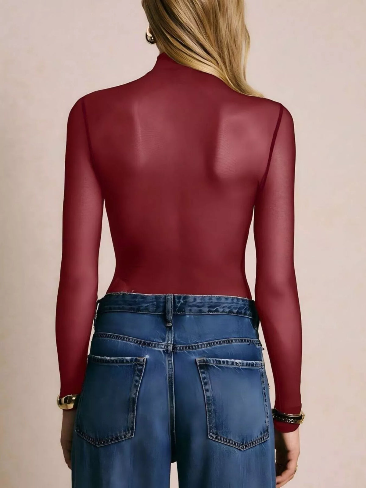 Mesh Long Sleeve Bodysuit - Lilixa.store