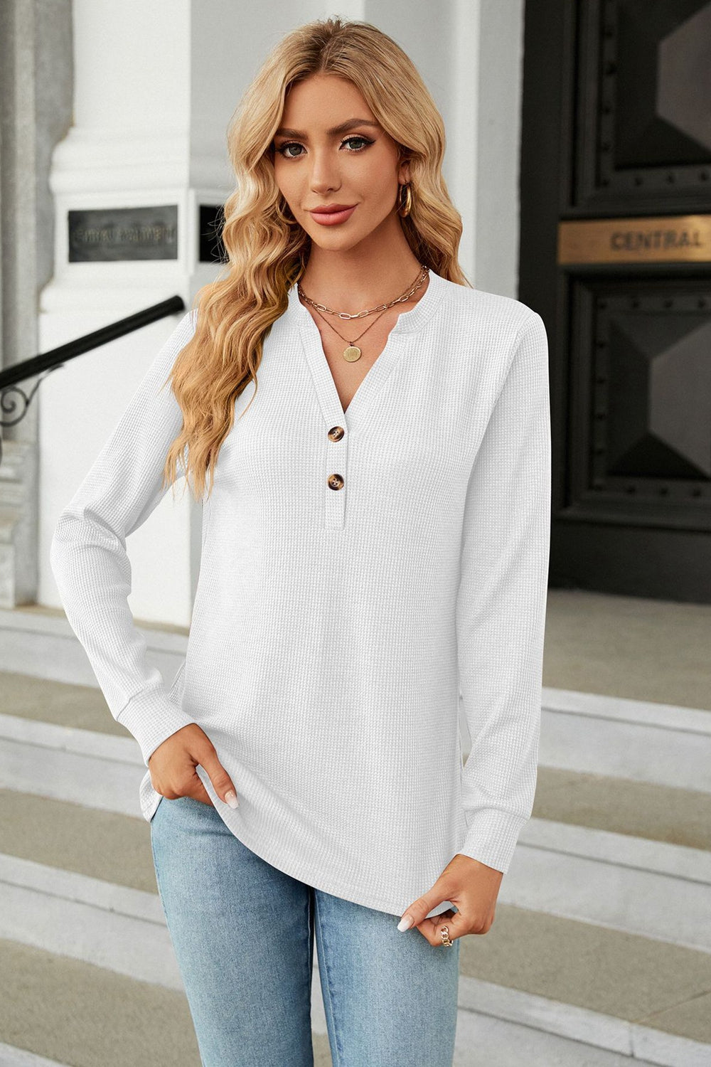 V-Neck Long Sleeve Blouse, view 11
