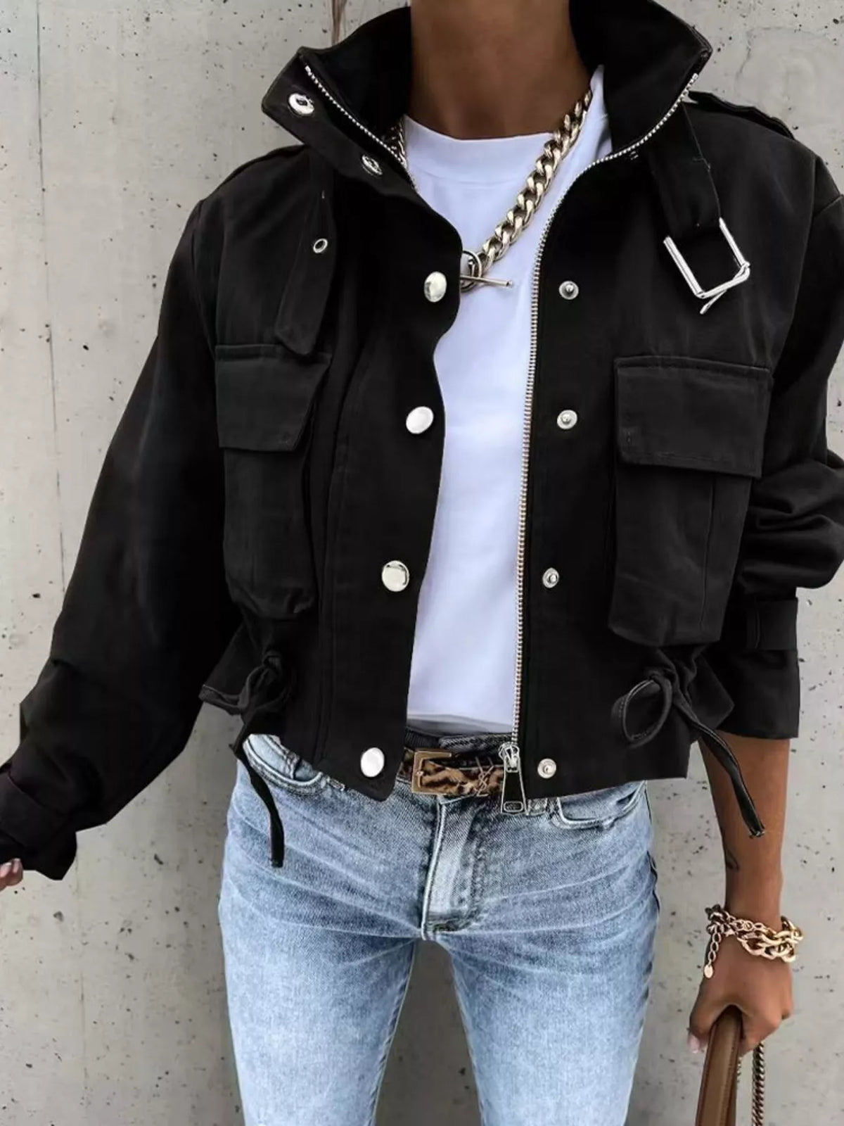 Snap Down Cropped Jacket