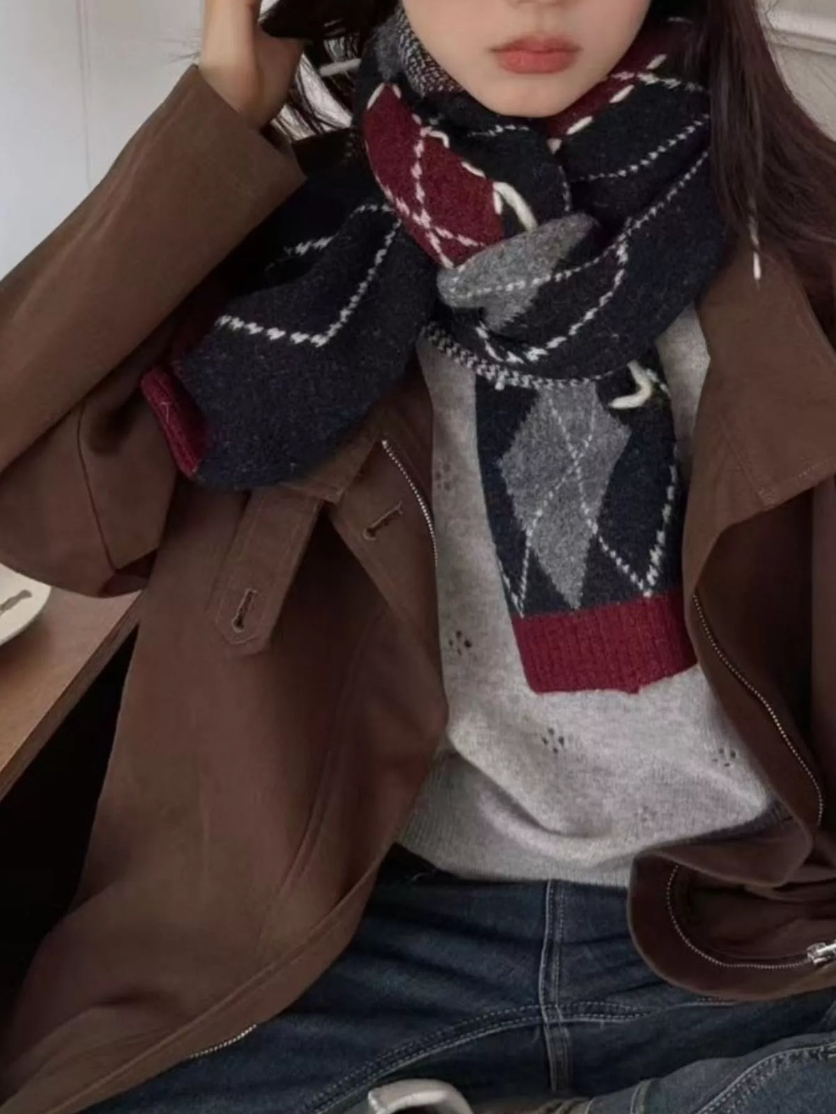 Classic Argyle Knitted Winter Scarf - Lilixa.store