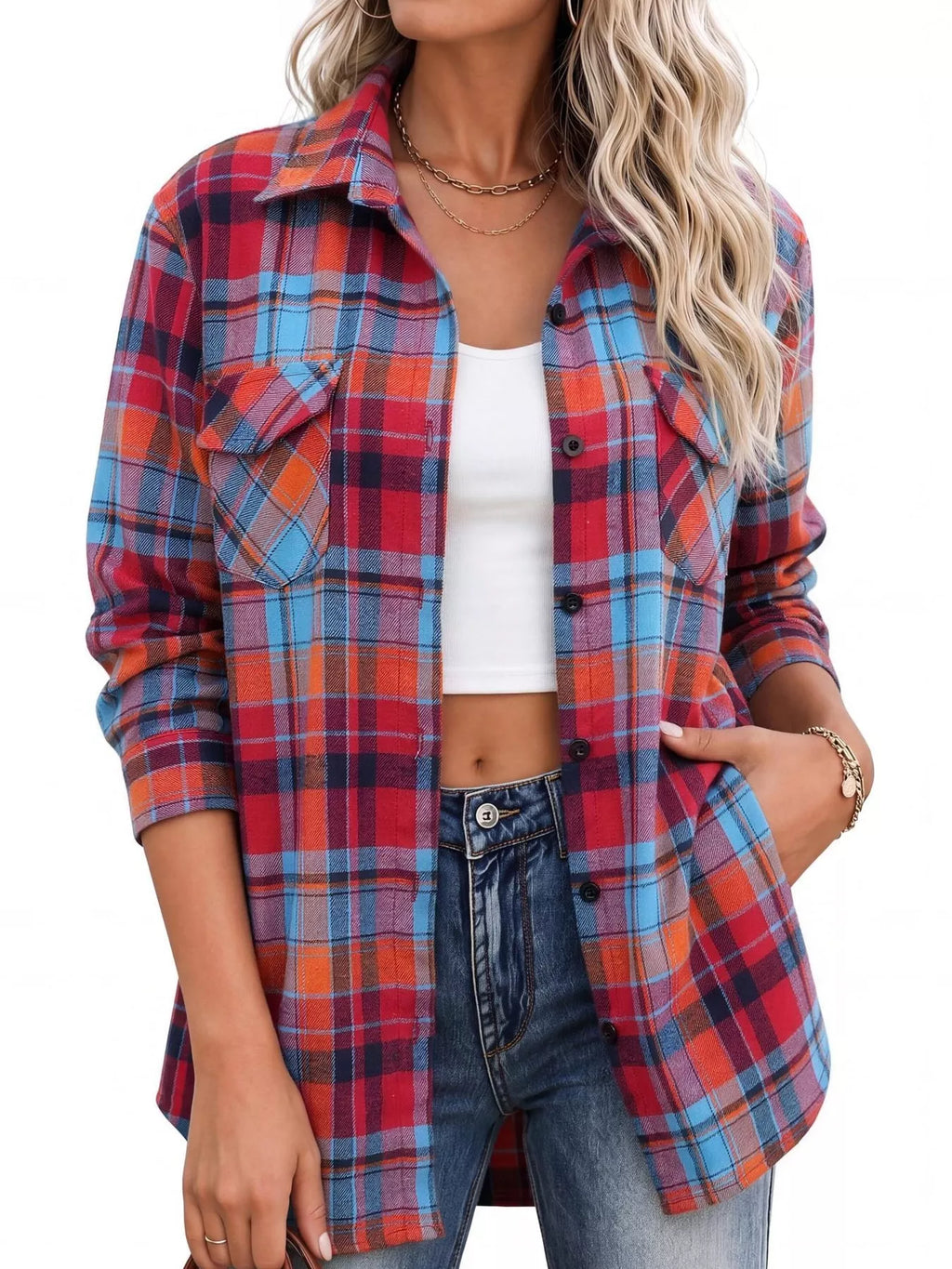 Casual Plaid Button-Down Shirt - Lilixa.store