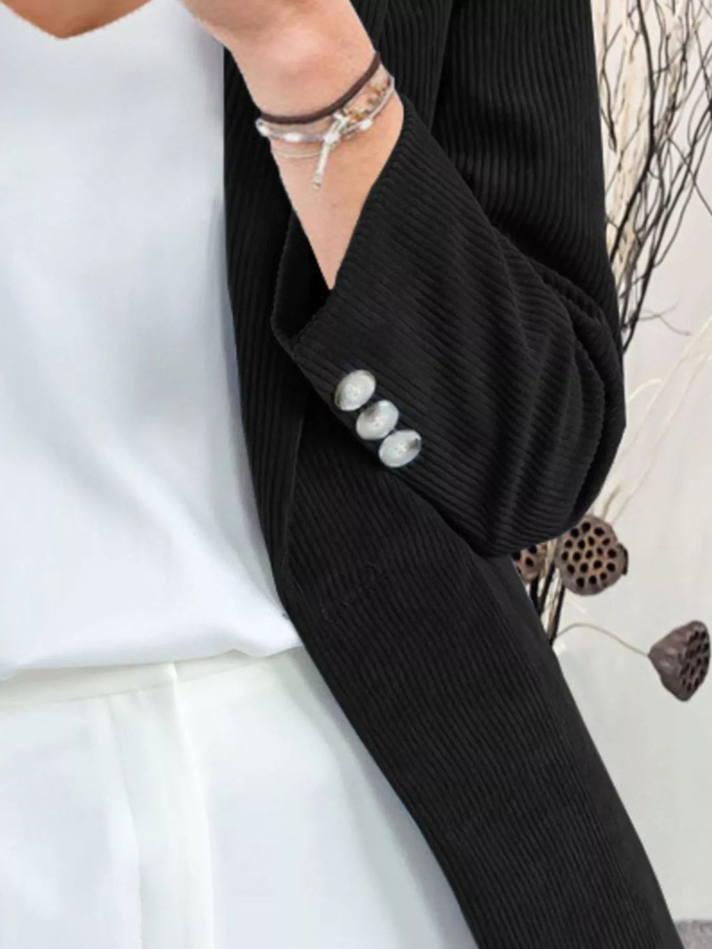 Corduroy Lapel Collar Casual Blazer - Lilixa.store